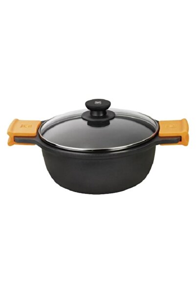 Bra Pot with Lid, Aluminum, 32 cm, Induction, Black-Orange