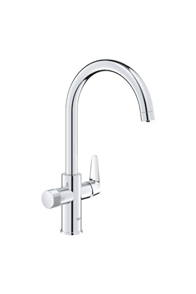 Grohe Blue Pure StartCurve sink faucet, single-lever, filter function, J-design, swivel spout, silve