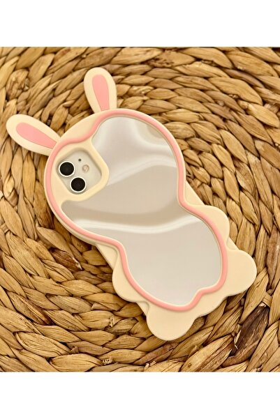 HYPERSOFT Iphone 11 (6.1 inç) Uyumlu Tavşan Kulak Detaylı ve Geniş Aynalı Yumuşak Hamur Silikon Lüks Kılıf Kap