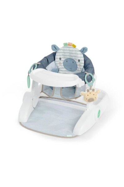 Ingenuity Zebra Activity Center, 3 Seating Positions, with Table and 2 Toys