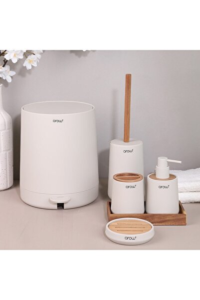 ozbience Şık 5'li Banyo Takımı, Krem Renk, Modern ve Kullanışlı Tasarım