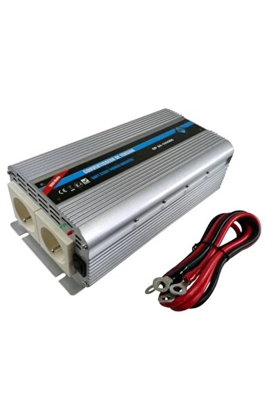 HTC Power Inverter, 1000W, 24/220V, 2 outlets, Short-circuit protection, Low battery alarm, Gray