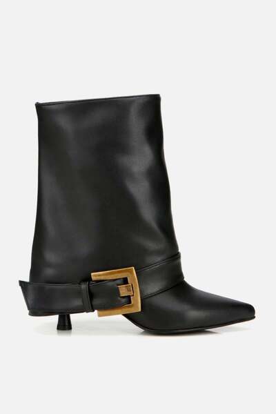 Yaya by Hotiç Kadın Siyah Pantolon Görünümlü Tokalı Topuklu Bot