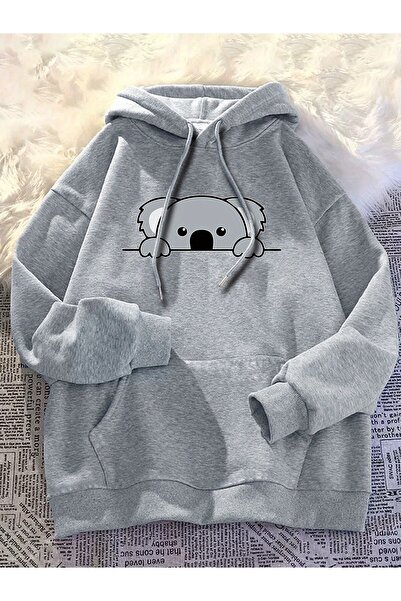 LELVANİ قميص كوالا مطبوع بنمط للجنسين KA بغطاء رأس