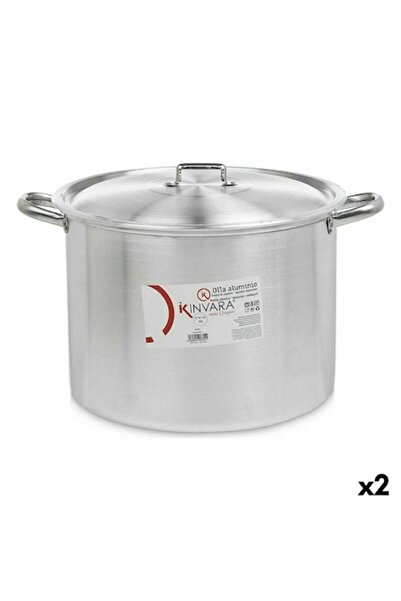 kinvara Set 2 Pots with Lid KINVARA, Aluminum, Silver, 36 cm
