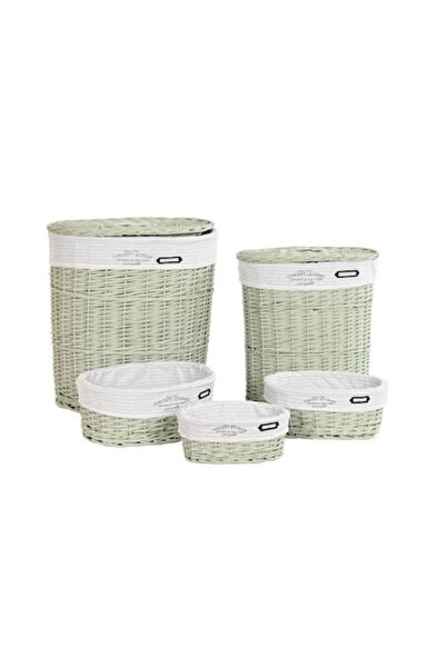 DKD Home Decor storage baskets set, polyester, green, 51x37x56 cm