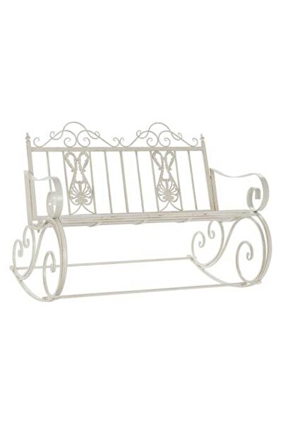 DKD Home Decor Balansoar de grădină, finisaj antic, alb, 118x90x92 cm