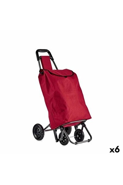 kinvara cărucior de cumpărături, set de 6 bucăți, 22x98x38cm, negru-roșu