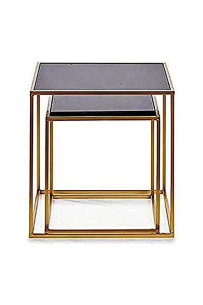 Gift Decor Set de 2 mese metalice, decor cadou, negru/auriu