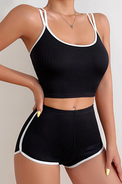 İntive Lingerie Γυναικείο ασπρόμαυρο σταυρωτό καουτσούκ με λεπτομέρεια καμιζό...