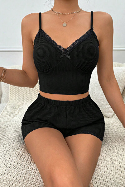 İntive Lingerie Γυναικείο μαύρο κάτω και επάνω μέρος με δαντέλα με λεπτομέρει...