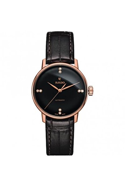 Rado Ceas automat unisex, carcasă din oțel / curea din piele, negru