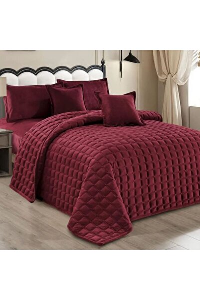 Reiashn Good quality velvet compressed bedspread, burgundy color, winter double size