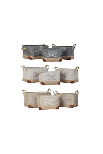 DKD Home Decor Storage Box Set, Polyester, Beige/Light Brown, 40x30x24cm (3 p...