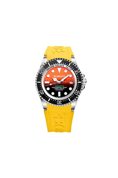 Bobroff men's watch BF0004-BFSTA, 44 mm, silicone, automatic, 100 atm, yellow