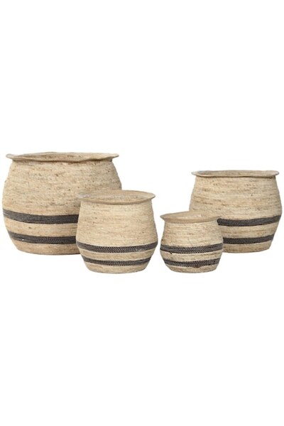 Home Esprit Ghiveci din fibră arabă maro 60 x 60 x 52 cm (4 bucăți)