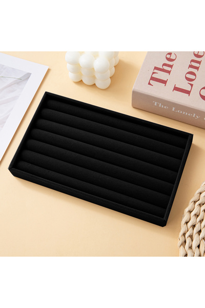 Choice منظم مجوهرات أسود مخملي، صينية تخزين مجوهرات، عرض الخواتم والأساور وال...