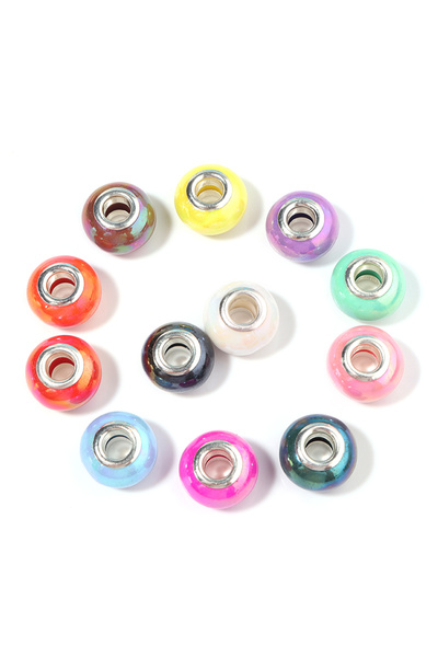 Choice13 RANDOM MIX 20Pcs Resin Round Beads Ceramic Color Plated Large Holes ...
