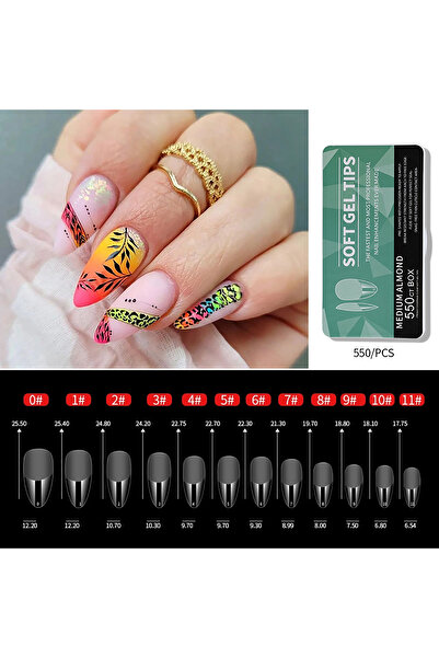 Choice أطراف أظافر جل ناعمة غير لامعة متوسطة الحجم من اللوز، 550 قطعة، 11 مقا...