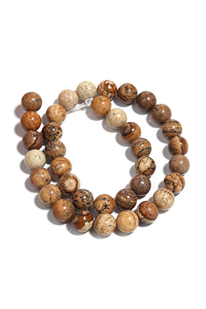 choice2 38 خرزة جاسبر طبيعية مستديرة، قطرها حوالي 10 مم، خيط بطول 15 بوصة، مق...