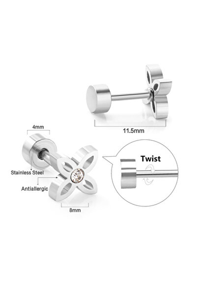 Choice 145S LUXUKISSKIDS أقراط مرصعة بأحجار الراين على شكل زهرة البرسيم ذات ا...