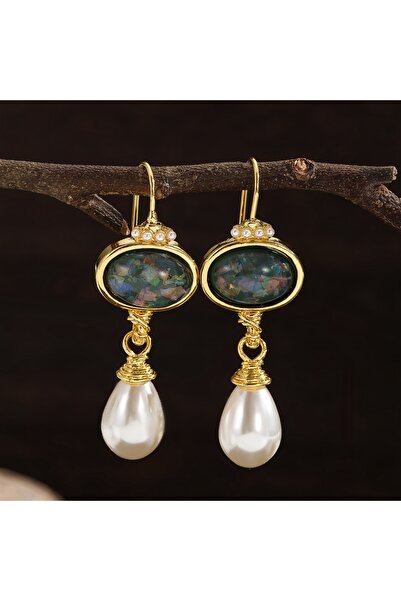 Choice أقراط E1535-2 دائرية رائعة من الحجر الأسود بتصميم هندسي للنساء باللون ...