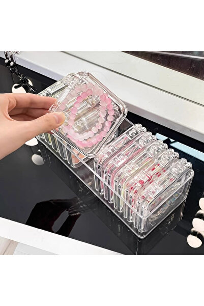 Choice صندوق أساور من الأكريليك باللون الأبيض مع خاصية مقاومة الغبار وحامل أس...