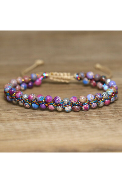 Choice سوار من حجر اليشب الإمبراطوري 16.5 سم و4 مم من حجر اليشب الإمبراطوري للنساء مجوهرات من رواسب البحر الأرجوانية الطبيعية