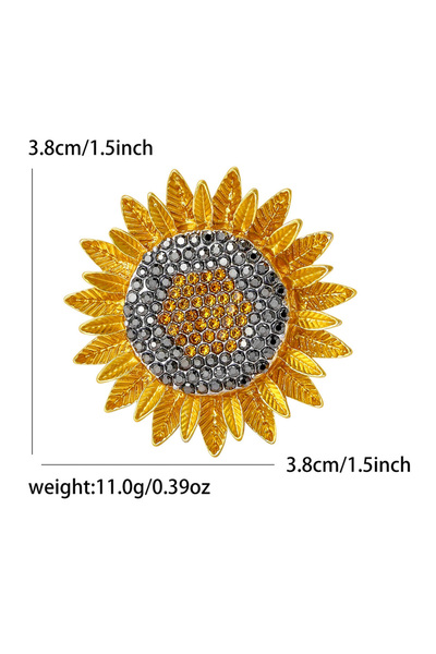 Choice MM-BR-5159-YL بروشات عباد الشمس الكلاسيكية المرصعة بأحجار الراين، مناس...