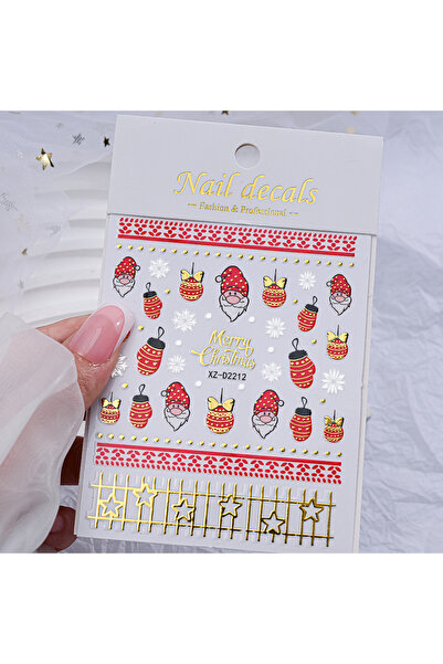 Choice NKZ322-12 قطعة واحدة من ملصقات فن الأظافر 5D البرونزية على شكل رقاقات ثلج عيد الميلاد مرصعة بالماس وعقدة صنوبر ورجل ثلج