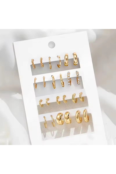 Choice KV5937301 12pcs Vintage Gold Color Circle Hoop Earrings Set for Women ...