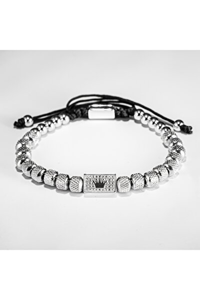 Choice سوار رجالي جديد قابل للتعديل بتصميم تاج مضفر باللون الأسود مع مادة صنا...