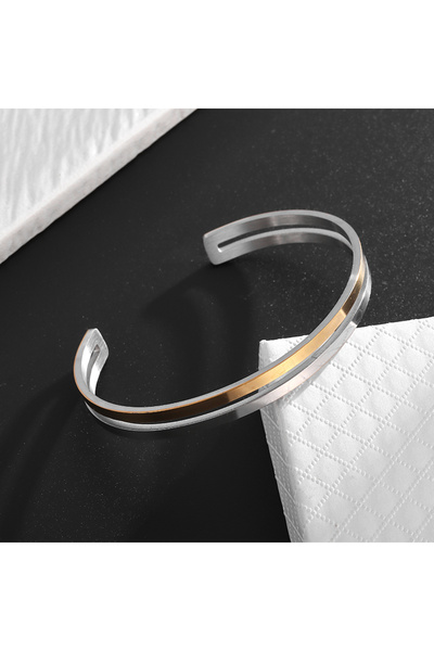 Choice AL21424-سوار مفتوح بسيط من الفولاذ التيتانيوم اللامع مزدوج الطبقات عال...