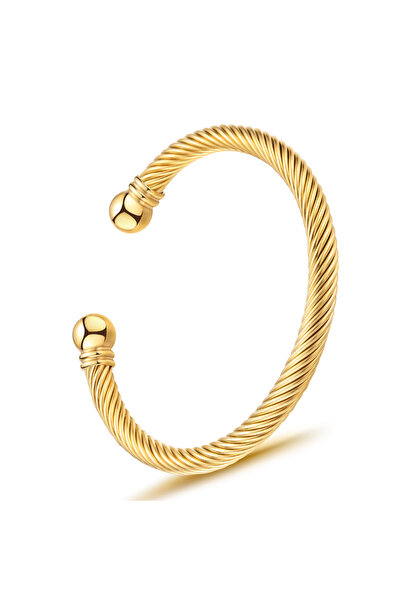 Choice أساور من الفولاذ المقاوم للصدأ باللون الذهبي مقاس 60-66 مم، أساور سلكي...