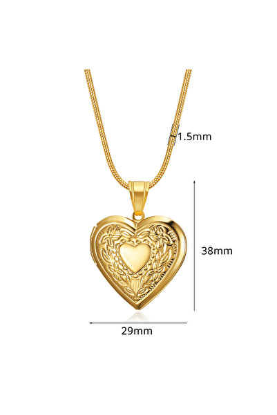 Choice قلادة تذكارية ذهبية اللون بطول 40 سم على شكل قلب رومانسي من الفولاذ ال...