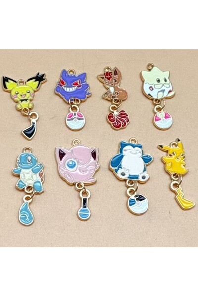 Miniso 10 قطع من الأقراط ذات الطابع الياباني الكرتوني من سبائك اللون الأصفر ا...