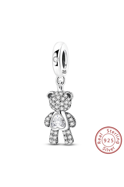 Choice KTC1874 دلايات من الفضة الإسترلينية عيار 925 على شكل دب الحب اللامع وا...
