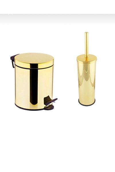 ozbience Gold Fırça Setli Pedallı Banyo Çöp Kovası, Şık ve Pratik Tasarım