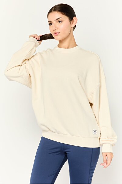 Reebok Women Sportswear Fit Long Sleeve Outdoor Sweatshirt, Cream