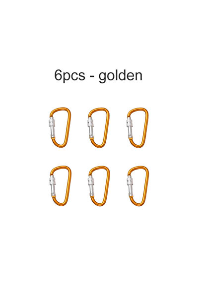 Choice NO.8 6pcs golden 6pcs Colorful Carabiner Keychains Aluminum Alloy D-ty...