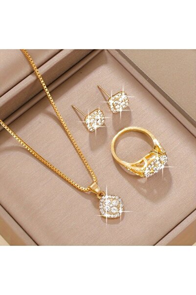 Choice مجموعة مجوهرات YF0211-1 الفاخرة المكعبة للنساء، مجموعة قلادة وأقراط وخ...