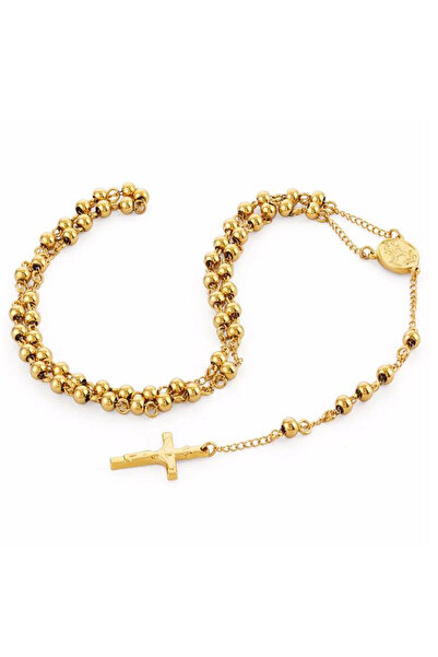 Choice قلادة مسبحة من الفولاذ المقاوم للصدأ باللون الذهبي على شكل صليب يسوع، ...