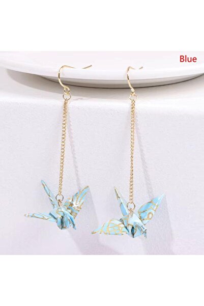 Choice أقراط كرانيش زرقاء، قطع صغيرة من أوريجامي، طيور الكركي، فن الخط، ورق سينبازورو