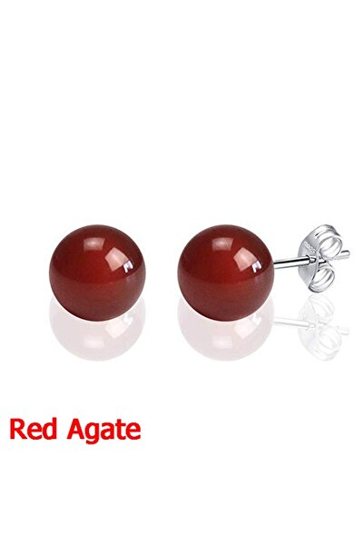 Choice Red Agate Fashion Simple Classic Natural Stone Opal Crystal Amethyst Aventurine Ball Round Bead Silv
