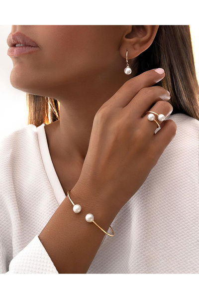 Choice CSY6368401HB طقم مجوهرات كلاسيكي من اللؤلؤ الصناعي للنساء باللون الذهب...