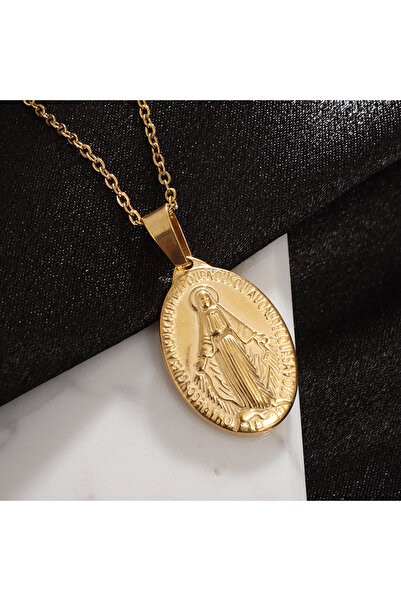 Choice AL19609-قلادة ذهبية كلاسيكية من الفولاذ المقاوم للصدأ كاثوليكية للسيدة...
