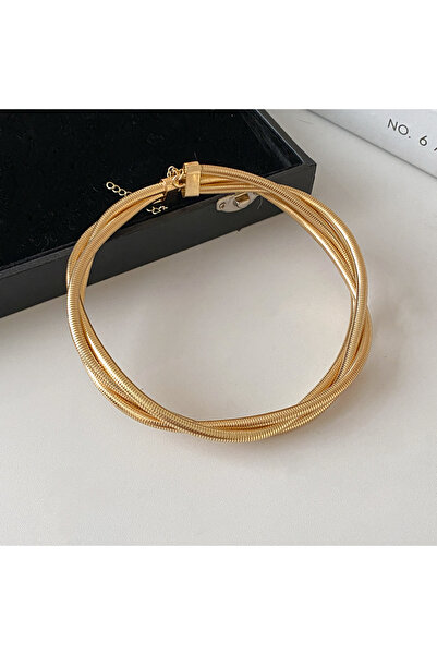 Choice قلادة تشوكر ذهبية اللون على شكل عظمة ثعبان مبالغ فيها للنساء والرجال، ...