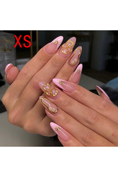 Choice مجموعة أظافر صناعية قصيرة بعقدة حمراء وردية اللون، مكونة من 10 قطع - م...