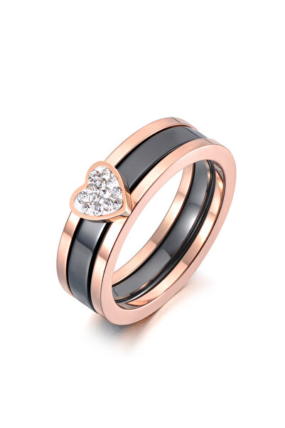 Choice خاتم زفاف عصري على شكل قلب من لوكير، مصنوع من التيتانيوم والفولاذ المق...