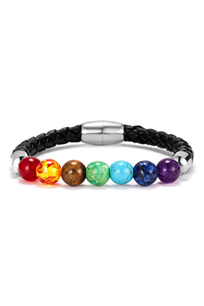 RINHOO FRIENDSHIP BR18Y0338-1 أساور أحجار الشاكرا السبعة للنساء والرجال، حبات...